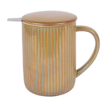 Tisanière Bastide Tiao en grès vert et orange, 47cl, avec couvercle et infuseur inox