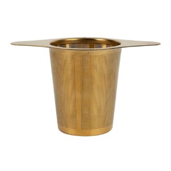 Filtre à thé Sema en acier inoxydable doré brillant, 7cm, avec perforations fines et ailettes larges pour tasse ou théière
