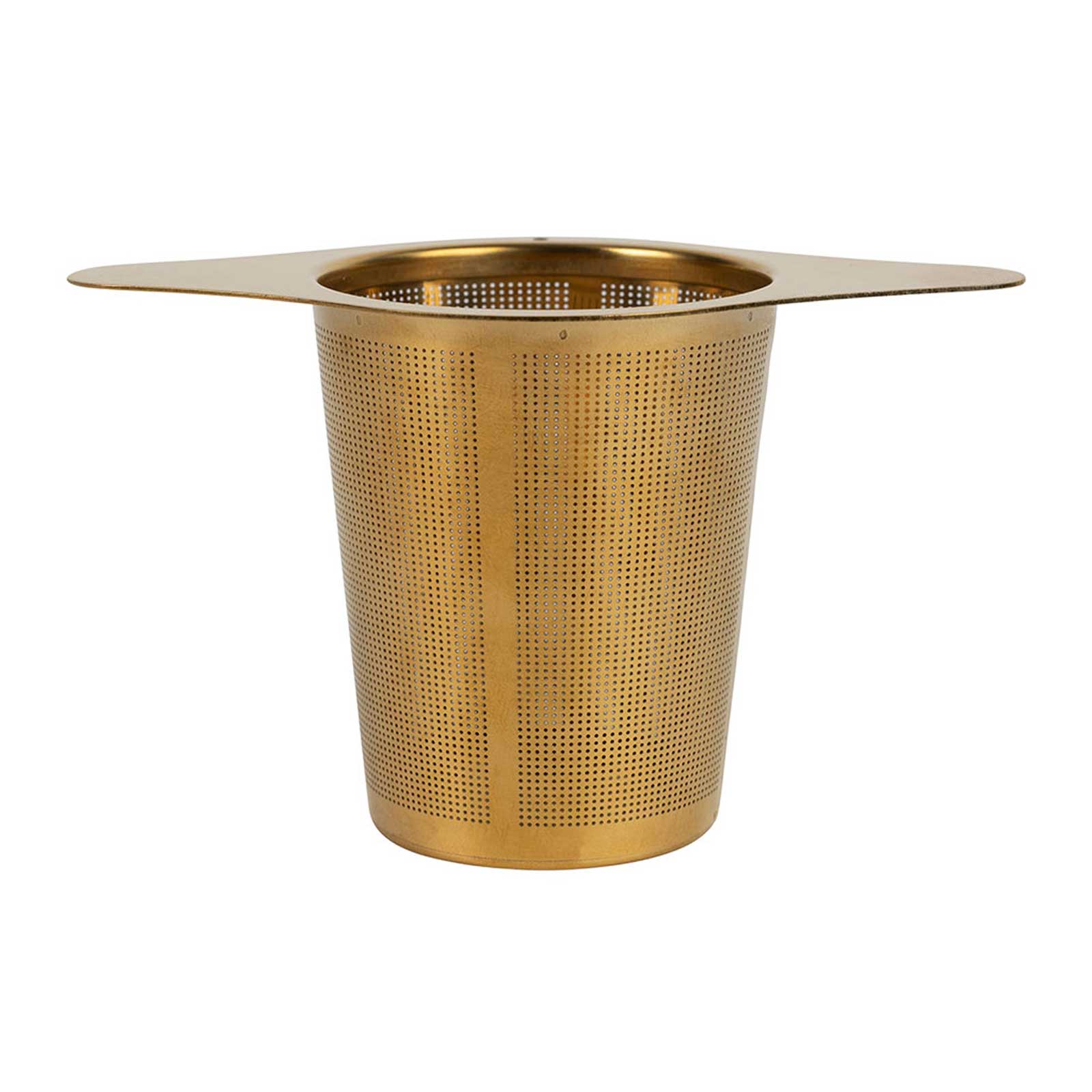 Filtre à thé Sema en acier inoxydable doré brillant, 7cm, avec perforations fines et ailettes larges pour tasse ou théière