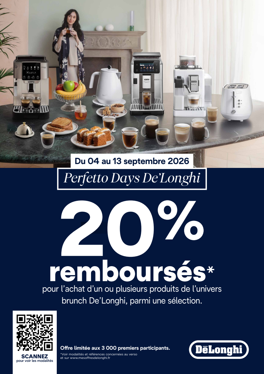 Modalités officielles de l’offre Perfetto Days De’Longhi, septembre 2026