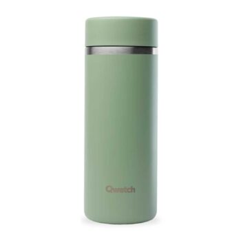 Gourde isotherme Qwetch vert sauge au design épuré, bouteille en acier inoxydable à double paroi pour conserver vos boissons