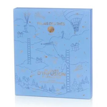 Calendrier de l’Avent Palais des Thés Infusions et Rooibos 2026, coffret bleu pastel aux motifs célestes dorés.